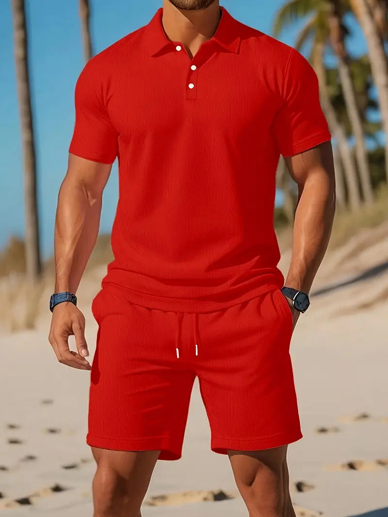 Conjunto de verano de 2 piezas para hombre - Ligero, deportivo y casual