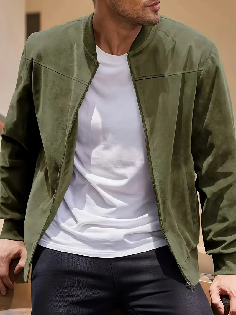 Chaqueta retro con cremallera para hombre