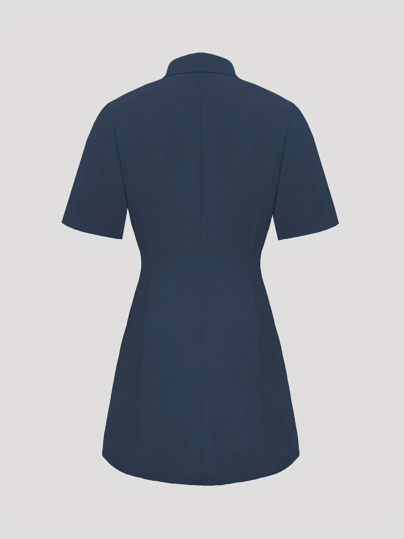 Vestido camisero azul marino con mangas cortas
