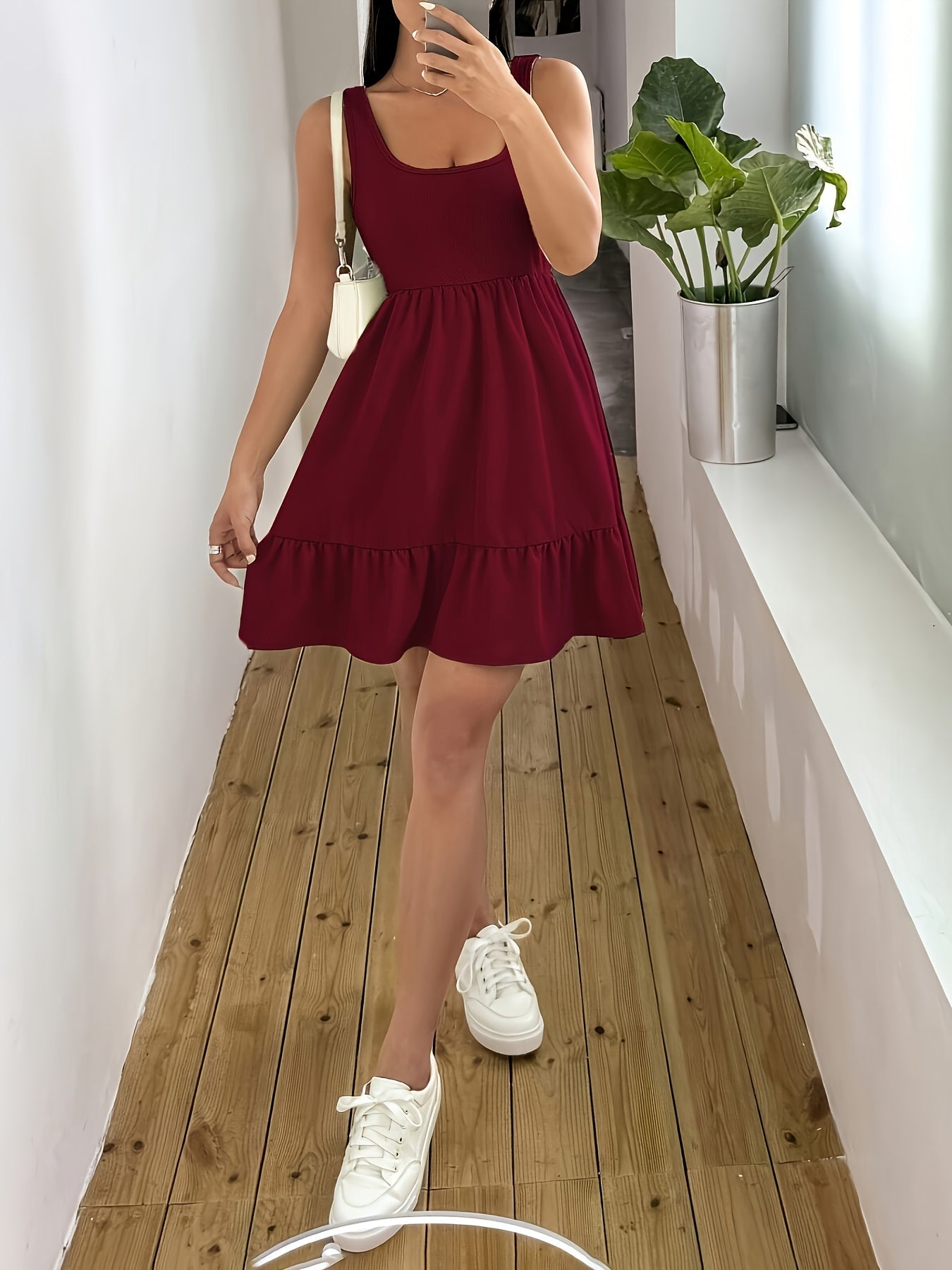 Vestido sin mangas con volantes elegante para mujer