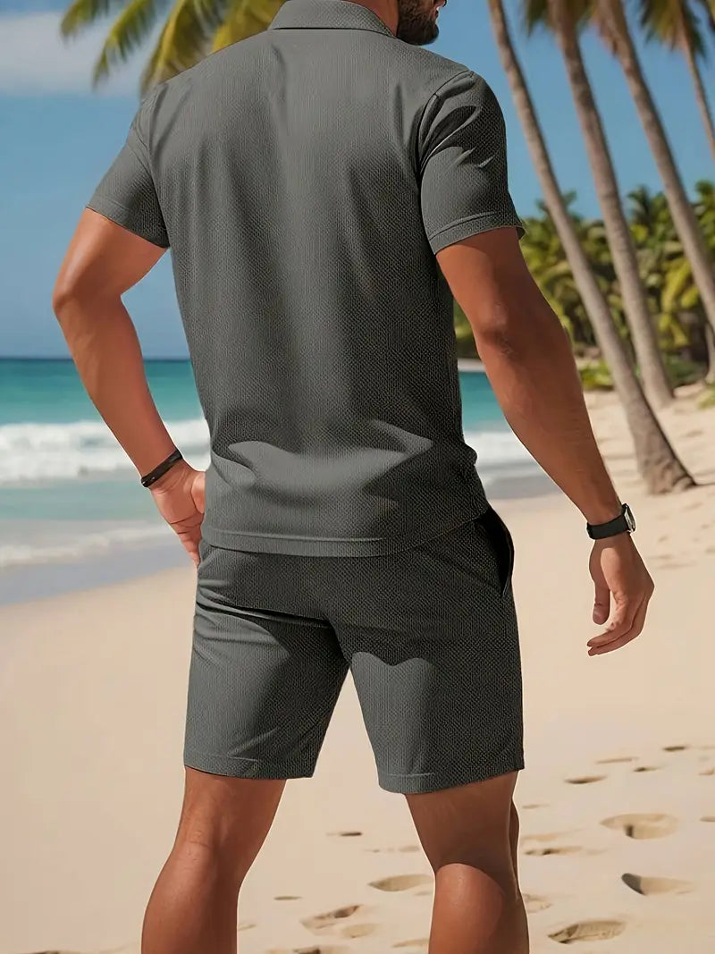 Conjunto de verano de 2 piezas para hombre - Ligero, deportivo y casual