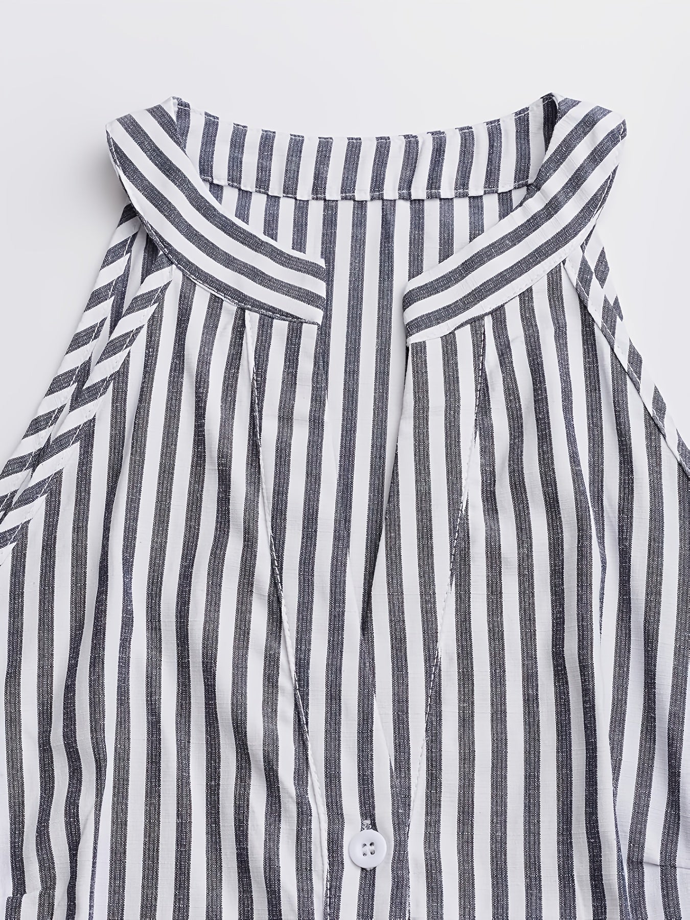 Vestido mini ligero sin mangas con escote en V y estampado de rayas para mujer