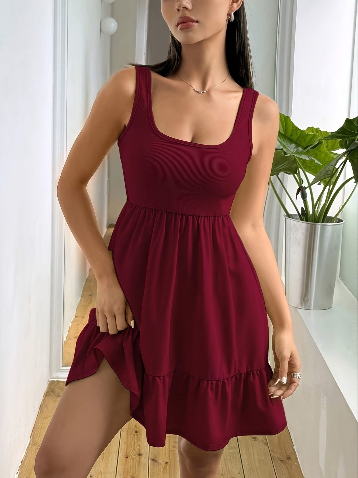 Vestido sin mangas con volantes elegante para mujer