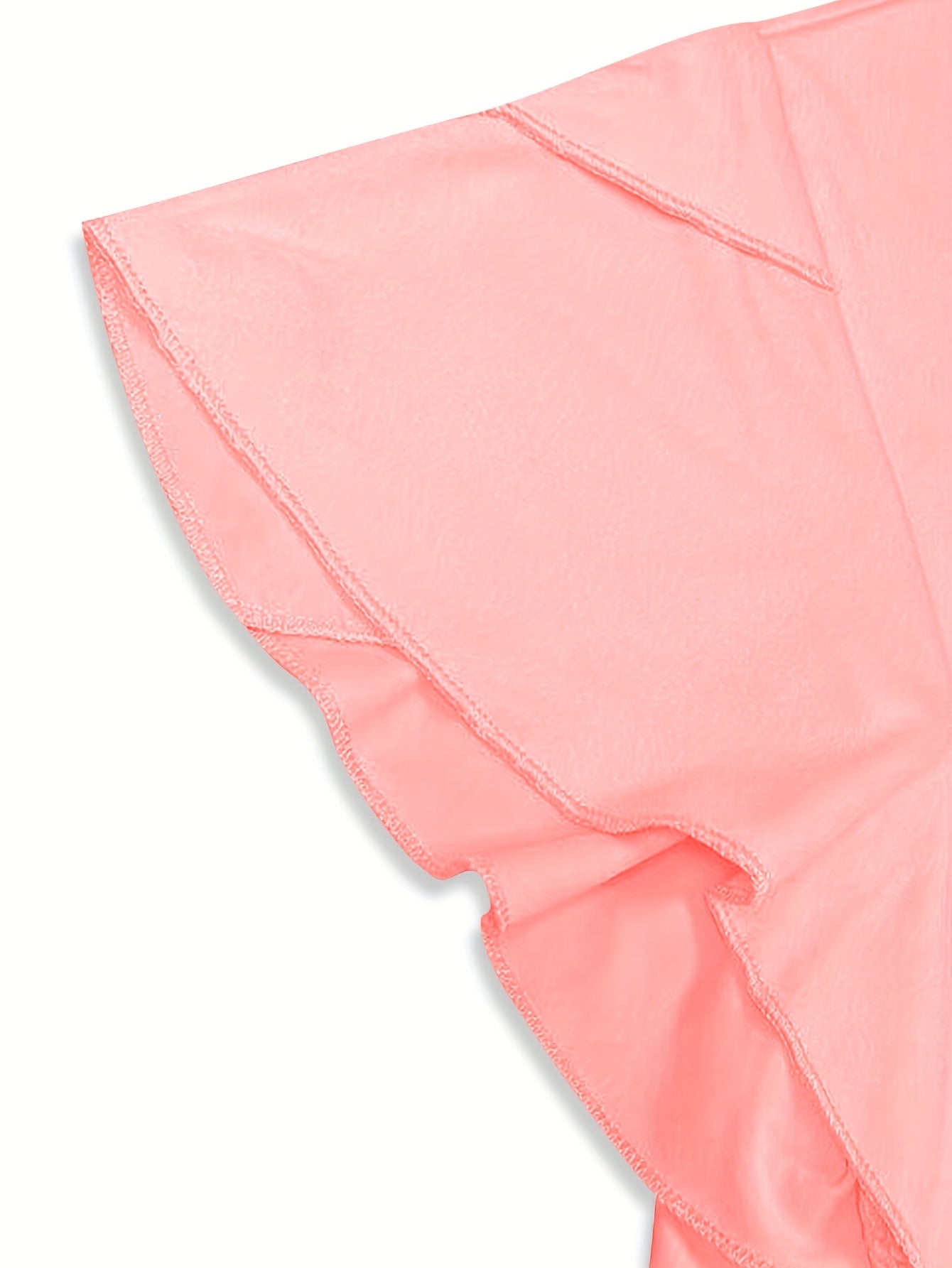 Vestido rosa de mujer con volantes y manga corta – Casual para el verano