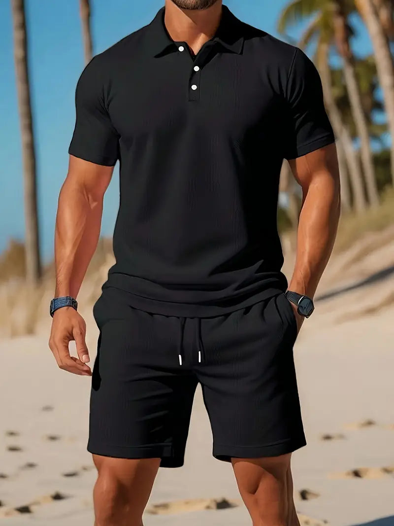 Conjunto de verano de 2 piezas para hombre - Ligero, deportivo y casual