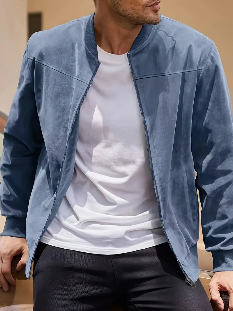 Chaqueta retro con cremallera para hombre