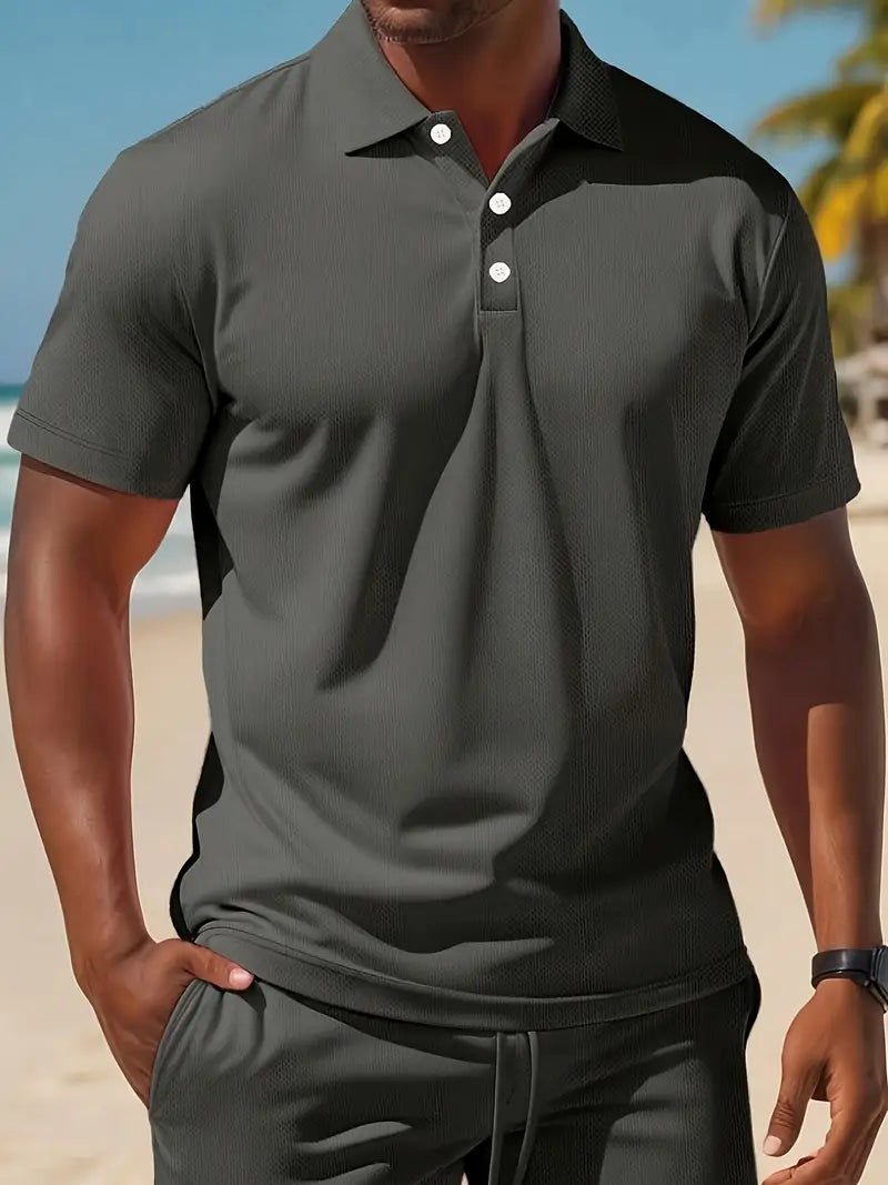 Conjunto de verano de 2 piezas para hombre - Ligero, deportivo y casual