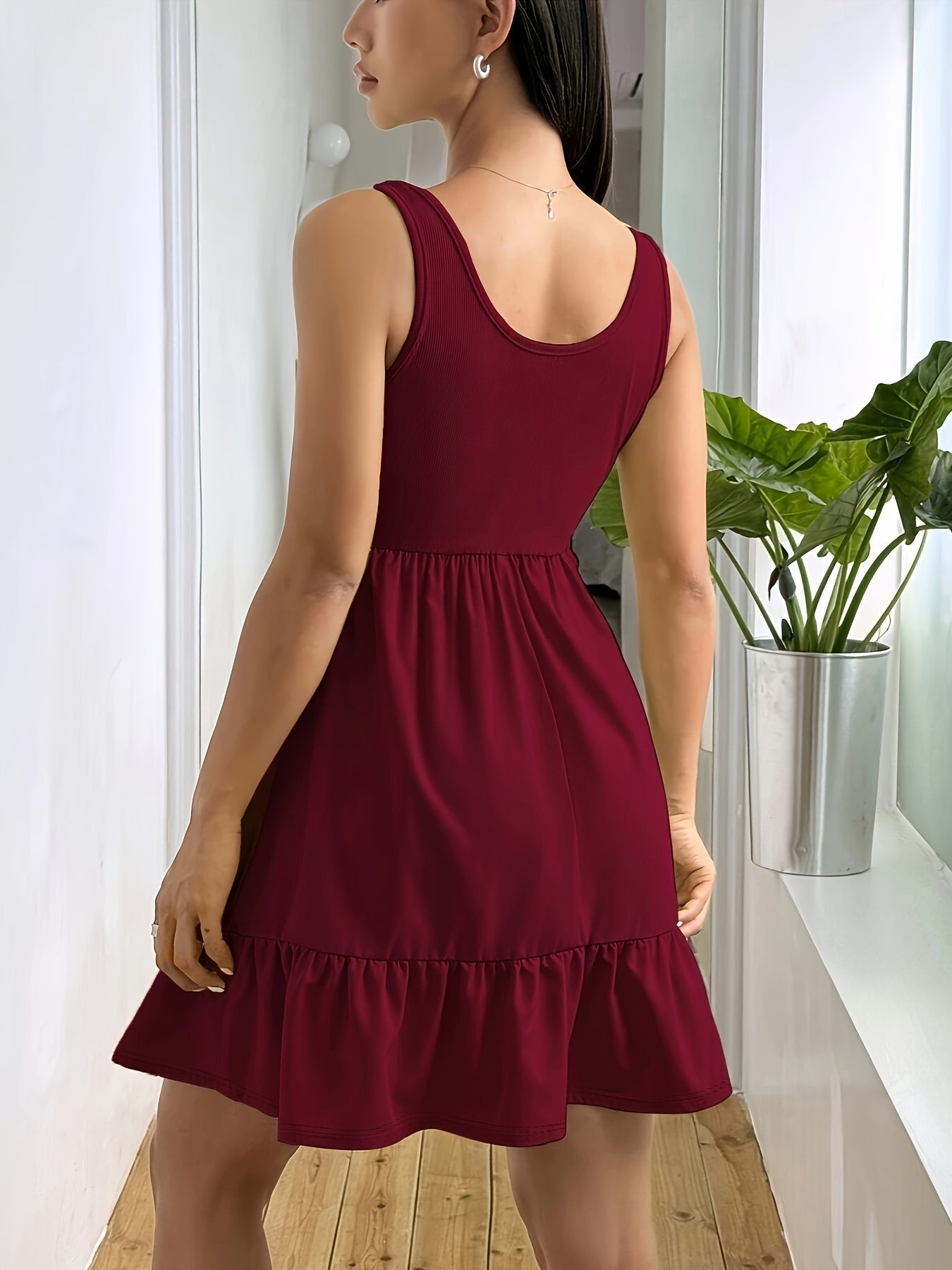 Vestido sin mangas con volantes elegante para mujer