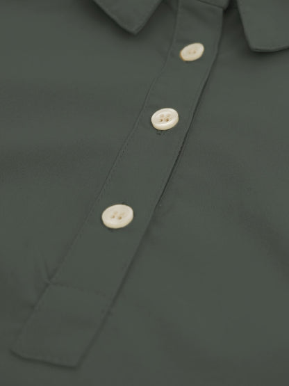 Vestido mini entallado para mujer con cuello – Verde oliva
