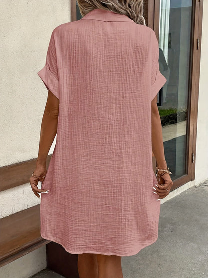Túnica de mujer con cuello y bolsillos – Disponible en varios colores