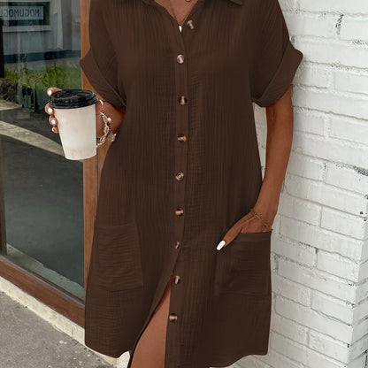 Túnica de mujer con cuello y bolsillos – Disponible en varios colores