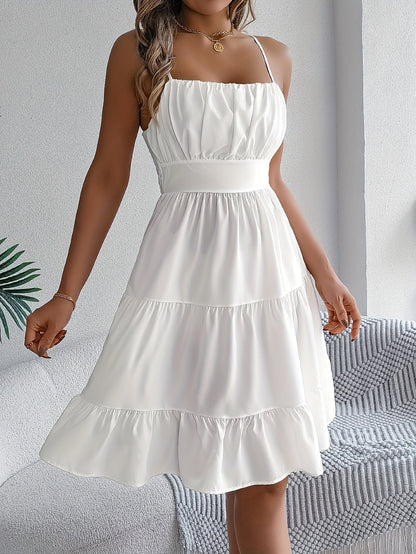 Vestido de tirantes casual y elegante con encaje decorativo